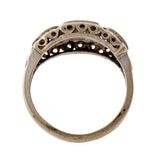 1950 3 Diamond .28ct Engraved Filigree 14k White Gold Ring