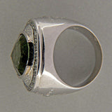 6.12ct Pear Green Tourmaline 1.00ct Green Sapphire Accent .20ct Diamond 14k Ring