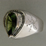 6.12ct Pear Green Tourmaline 1.00ct Green Sapphire Accent .20ct Diamond 14k Ring