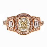 Antique 1.03ct Diamond PSD Triple Halo Trapezoid 18k Pink Gold Engagement Ring