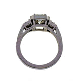 Antique Art Deco Asscher Like Emerald Step Cut Diamond Engagement Ring Platinum