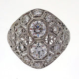 Antique Art Deco Platinum .88ct Diamond Dome Ring 1940