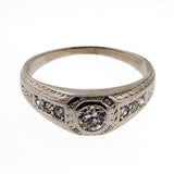 Antique Art Deco Platinum Ring 1930 0.26ct Diamond Modern European Cut