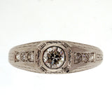 Antique Art Deco Platinum Ring 1930 0.26ct Diamond Modern European Cut