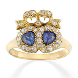 A Victorian sapphire and diamond twin heart ring