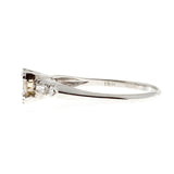 Art Deco .60ct Light Brown Diamond Side Baguette & Round 18k White Gold Ring