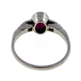 Art Deco 1940 .80ct Blood Red Oval Natural Ruby Platinum Diamond Ring