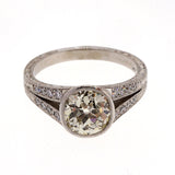Art Deco Edwardian Platinum 1.62ct Brilliant Cut Platinum Engagement Ring