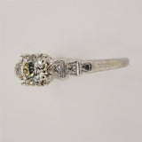 Art Deco Engagement Ring .50ct 1940 14k White Gold Ideal Old European Cut