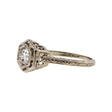 Art Deco Vintage 1940 .31ct Transitional Cut Filigree Diamond Engagement Ring