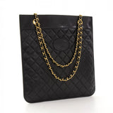 Chanel Black Quilted Leather Flat Shoulder Tote Bag