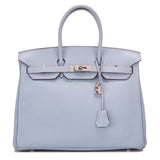 Hermes Blue Lin Togo Birkin 35cm Palladium Hardware