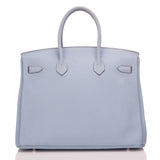 Hermes Blue Lin Togo Birkin 35cm Palladium Hardware
