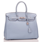 Hermes Blue Lin Togo Birkin 35cm Palladium Hardware