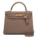 Hermes Etoupe Togo Kelly 32cm Gold Hardware