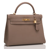 Hermes Etoupe Togo Kelly 32cm Gold Hardware
