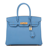 Hermes Blue Paradise Epsom Birkin 30cm Gold Hardware