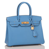 Hermes Blue Paradise Epsom Birkin 30cm Gold Hardware