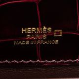 Hermes Bordeaux Shiny Alligator Mini Kelly Pochette