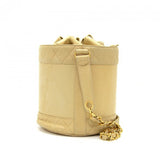 Vintage Chanel Bucket Beige Leather Large Shoulder Bag