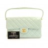 Chanel 10\" Double Sided Light Green Cyan Quilted Leather Flap Handbag