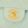Chanel 10\" Double Sided Light Green Cyan Quilted Leather Flap Handbag