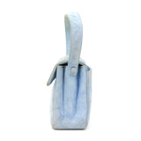 Chanel Light Blue Quilted Suede Leather Flap Hand Bag