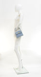 Chanel Light Blue Quilted Suede Leather Flap Hand Bag