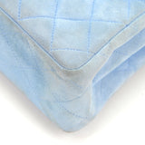 Chanel Light Blue Quilted Suede Leather Flap Hand Bag