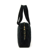 Chanel 8inch Black Quilted Velvet Leather Party Hand Bag