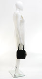 Chanel 8inch Black Quilted Velvet Leather Party Hand Bag