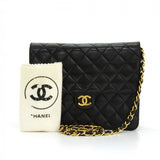 Chanel 9\" Tall Black Quilted Leather Shoulder Classic Flap Bag