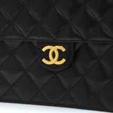 Chanel 9\" Tall Black Quilted Leather Shoulder Classic Flap Bag