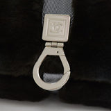 Chanel Dark Gray Lapin Fur x Nylon Silver Hardware Party Hand Bag