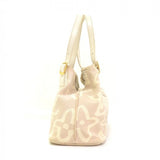 Louis Vuitton Tahitienne Cabas White Leather x Baby Beige Canvas Tote Handbag - Limited