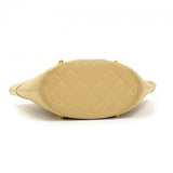 Vintage Chanel Beige Quilted Leather Small Tote Hand Bag