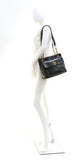 Vintage Chanel 12 inch Black Leather Medium Shoulder Tote Bag