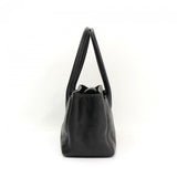 Chanel 12\" Black Leather Tote Hand Bag Silver Hardware