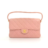Chanel 10\" Double Sided Pink Quilted Leather Flap Handbag