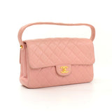 Chanel 10\" Double Sided Pink Quilted Leather Flap Handbag