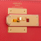 Hermes Rose Jaipur Epsom Sellier Kelly 28cm Gold Hardware
