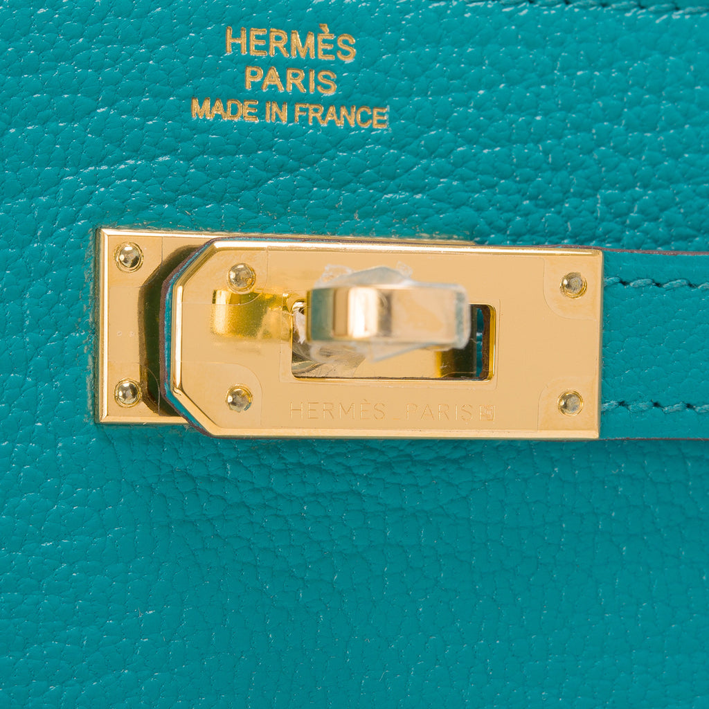 Hermes Blue Paon Chevre Kelly Longue Wallet