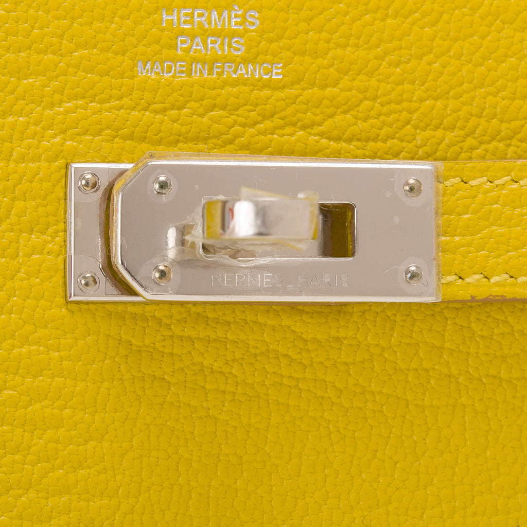 Hermes Soufre Chevre Kelly Longue Wallet Palladium Hardware