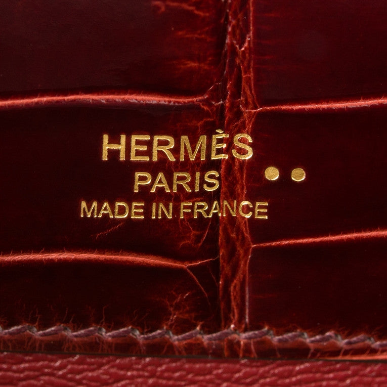 Hermes Bordeaux Shiny Niloticus Crocodile Kelly Cut