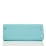 Hermes Blue Atoll Togo Kelly 32cm Palladium Hardware