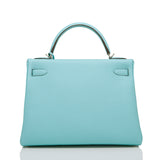 Hermes Blue Atoll Togo Kelly 32cm Palladium Hardware