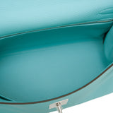 Hermes Blue Atoll Togo Kelly 32cm Palladium Hardware