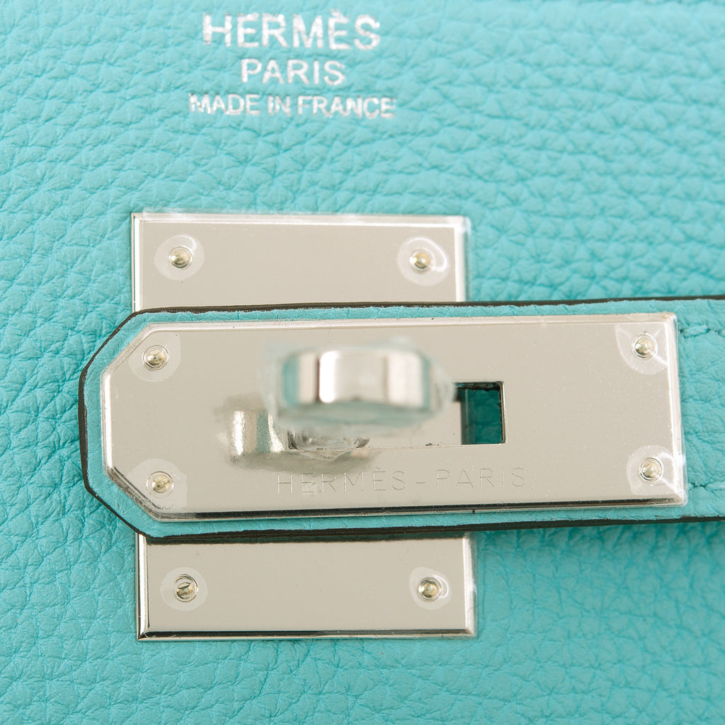 Hermes Blue Atoll Togo Kelly 32cm Palladium Hardware