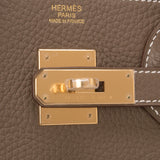 Hermes Etoupe Clemence Birkin 30cm Gold Hardware