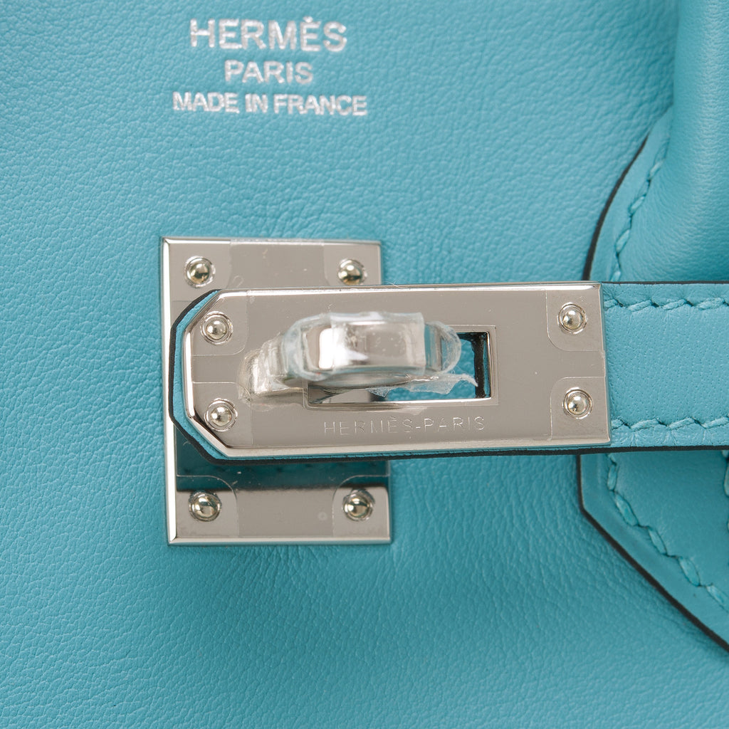 Hermes Blue Saint Cyr Swift Birkin 25cm Palladium Hardware